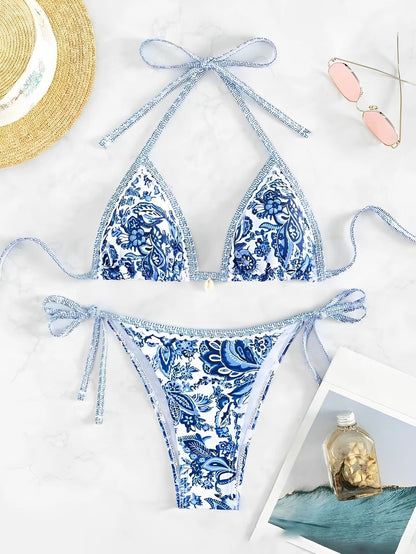Bikini Triangolo "Porcelain" – Eleganza Mediterranea in varie fantasie